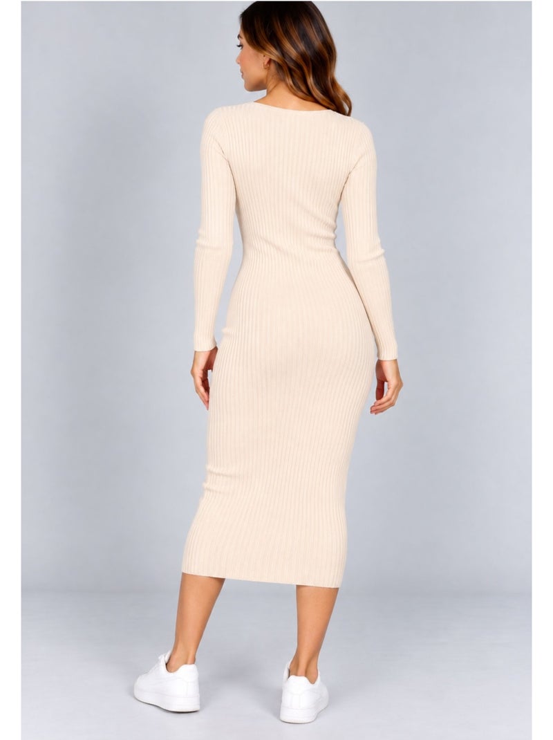 Vestido con cuello en v kebello Beige - Kiabi