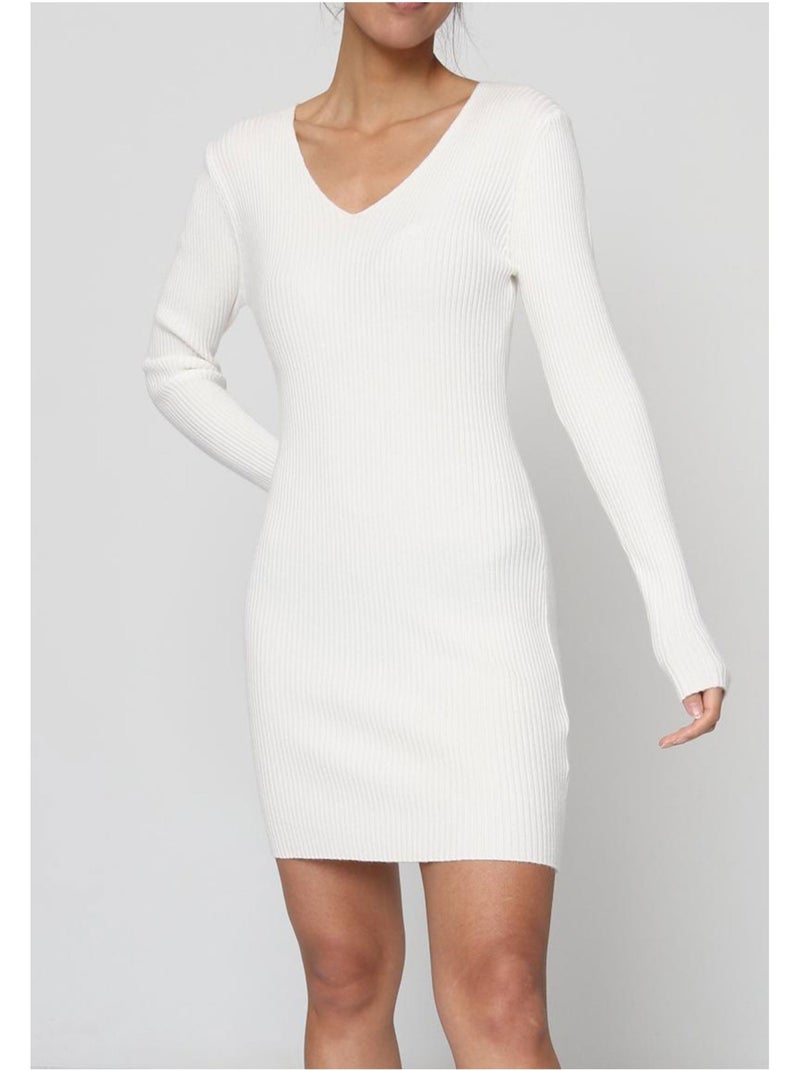 Vestido con cuello en v kebello Blanco - Kiabi