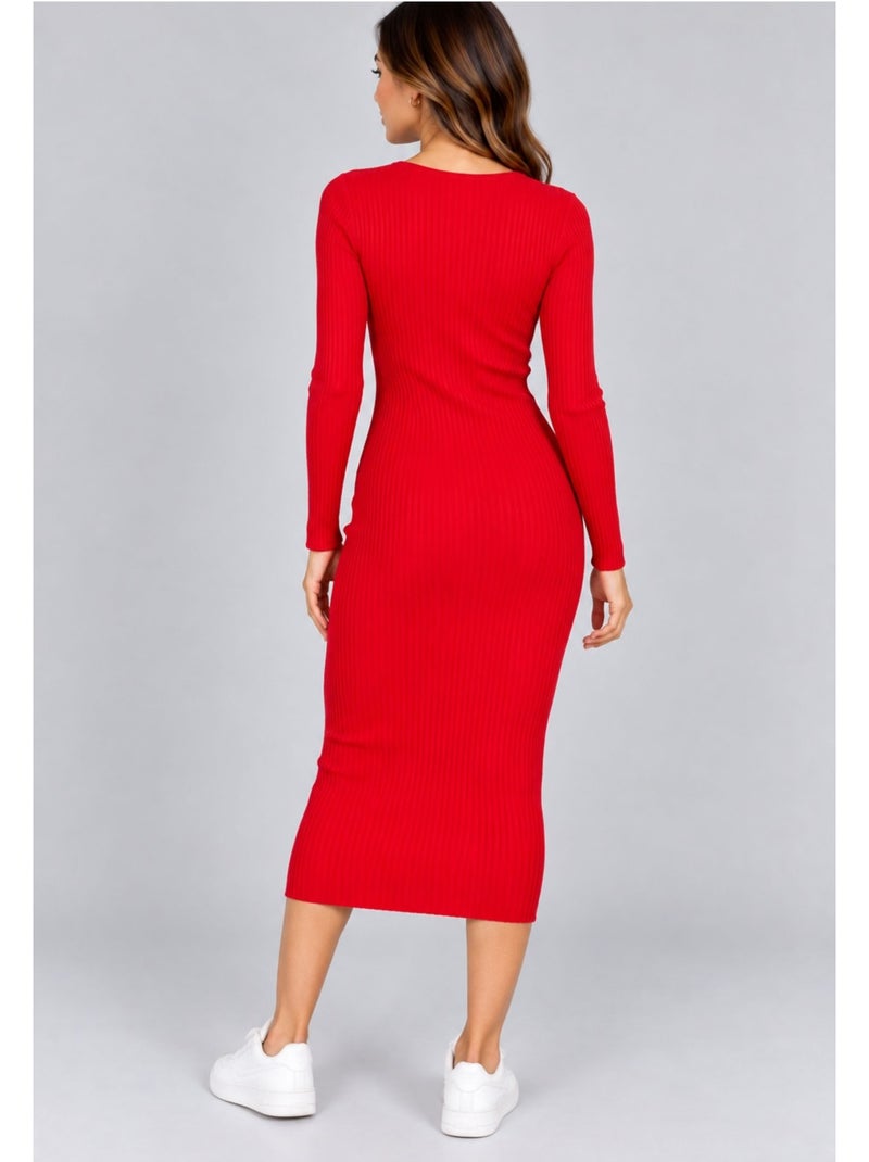 Vestido con cuello en v kebello Rojo - Kiabi