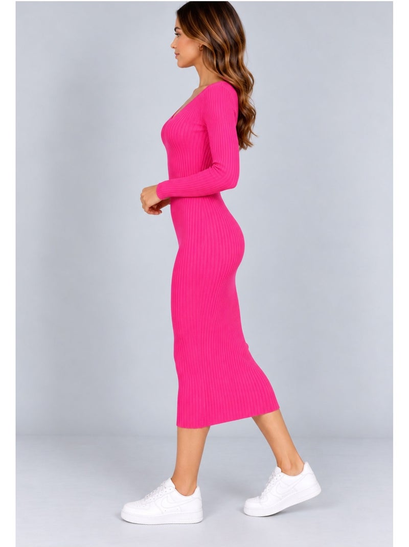 Vestido con cuello en v kebello Rosa fucsia - Kiabi
