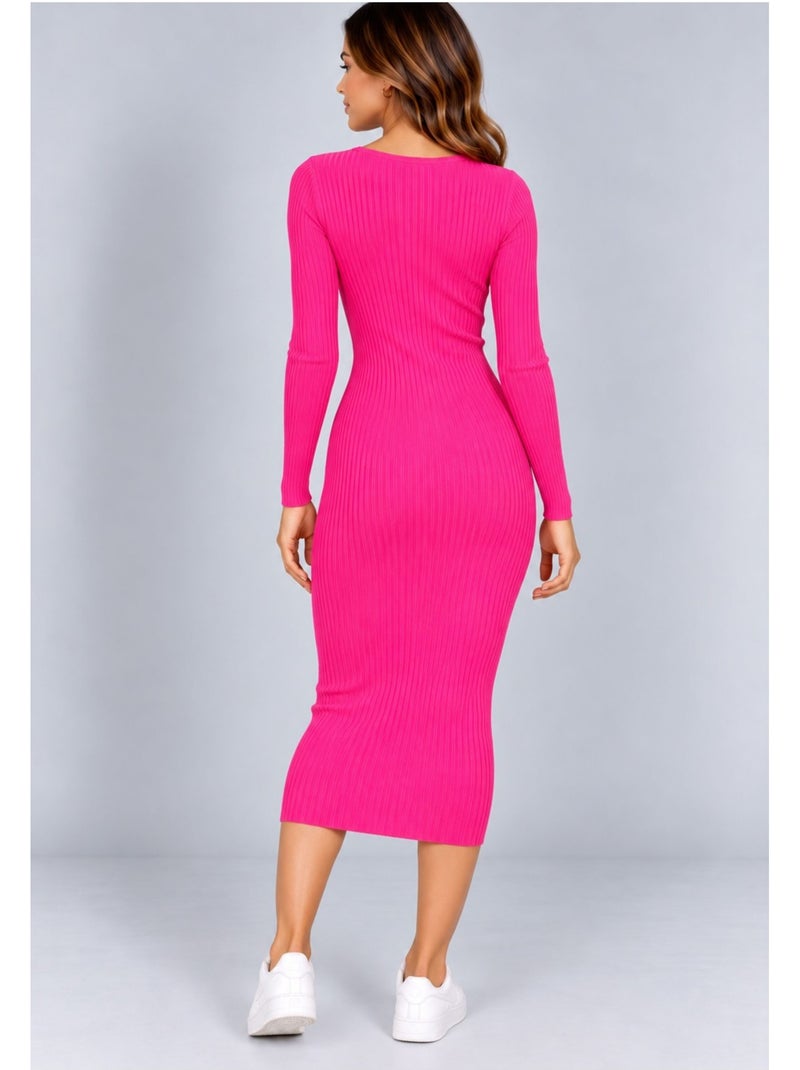 Vestido con cuello en v kebello Rosa fucsia - Kiabi