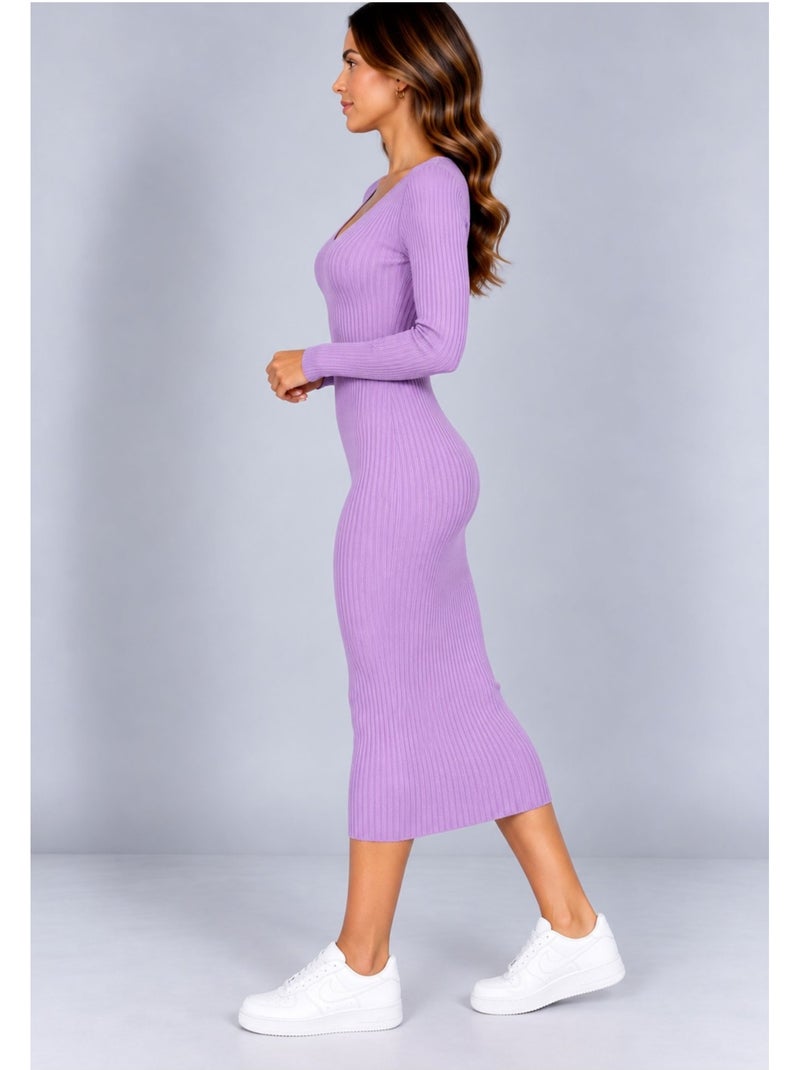 Vestido con cuello en v kebello Violeta - Kiabi