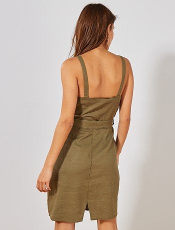 Vestido con escote cruzado abotonado - Kiabi