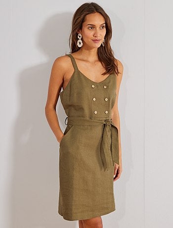 Vestido con escote cruzado abotonado - Kiabi