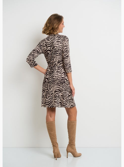 Vestido con escote plisado y estampado animal - AFIBEL - Kiabi