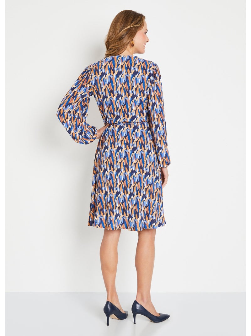 Vestido con estampado de follaje - Afibel Azul Marrón - Kiabi