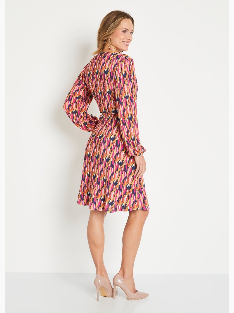 Vestido con estampado de follaje - Afibel Azul Rosa - Kiabi
