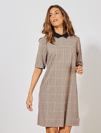 Vestido con estampado de pata de gallo - Kiabi