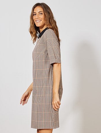 Vestido con estampado de pata de gallo - Kiabi