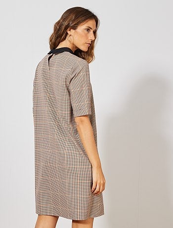 Vestido con estampado de pata de gallo - Kiabi