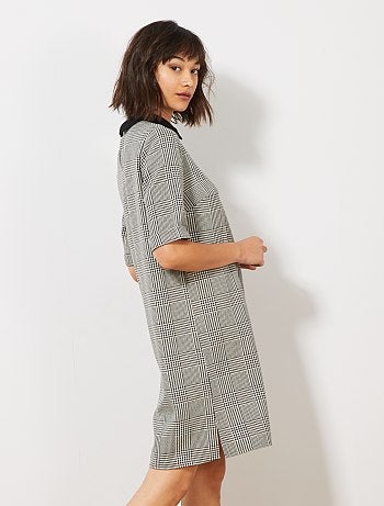 Vestido con estampado de pata de gallo - Kiabi