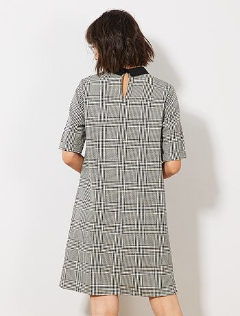 Vestido con estampado de pata de gallo - Kiabi