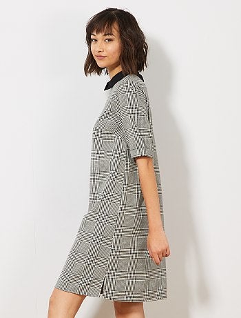 Vestido con estampado de pata de gallo - Kiabi