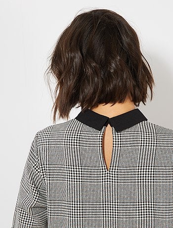 Vestido con estampado de pata de gallo - Kiabi