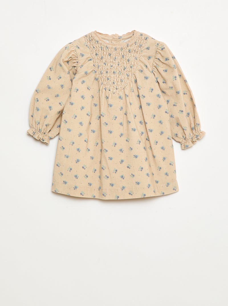 Vestido con estampado de terciopelo Beige - Kiabi