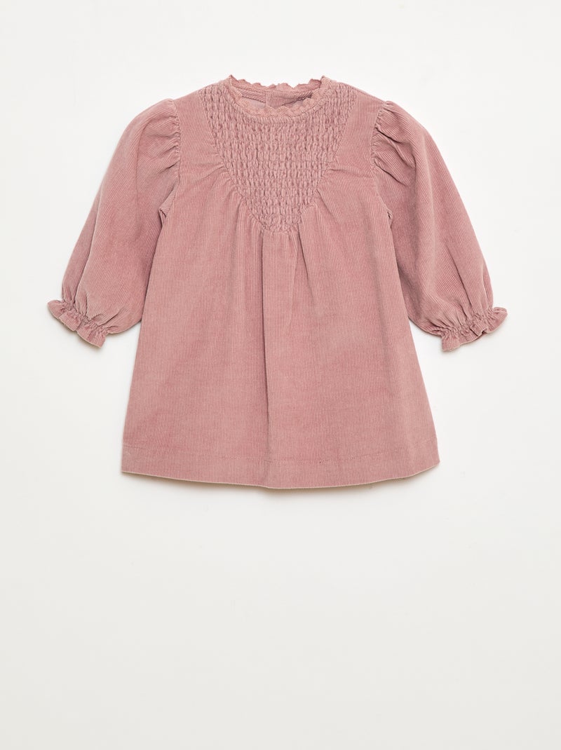 Vestido con estampado de terciopelo Rosa - Kiabi