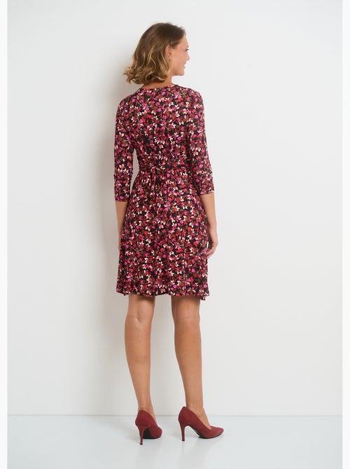 Vestido con estampado floral y escote en V y cintura drapeada - AFIBEL - Kiabi