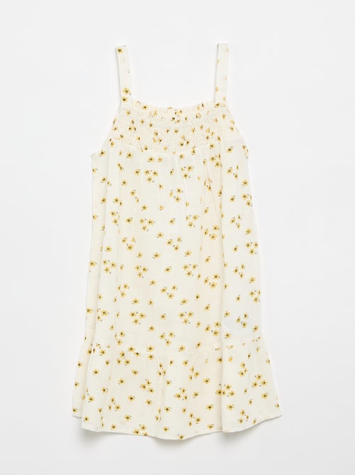 Vestido con estampado integral y tirantes finos - Kiabi