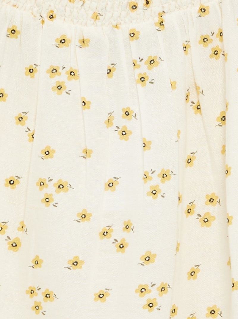 Vestido con estampado integral y tirantes finos Beige - Kiabi