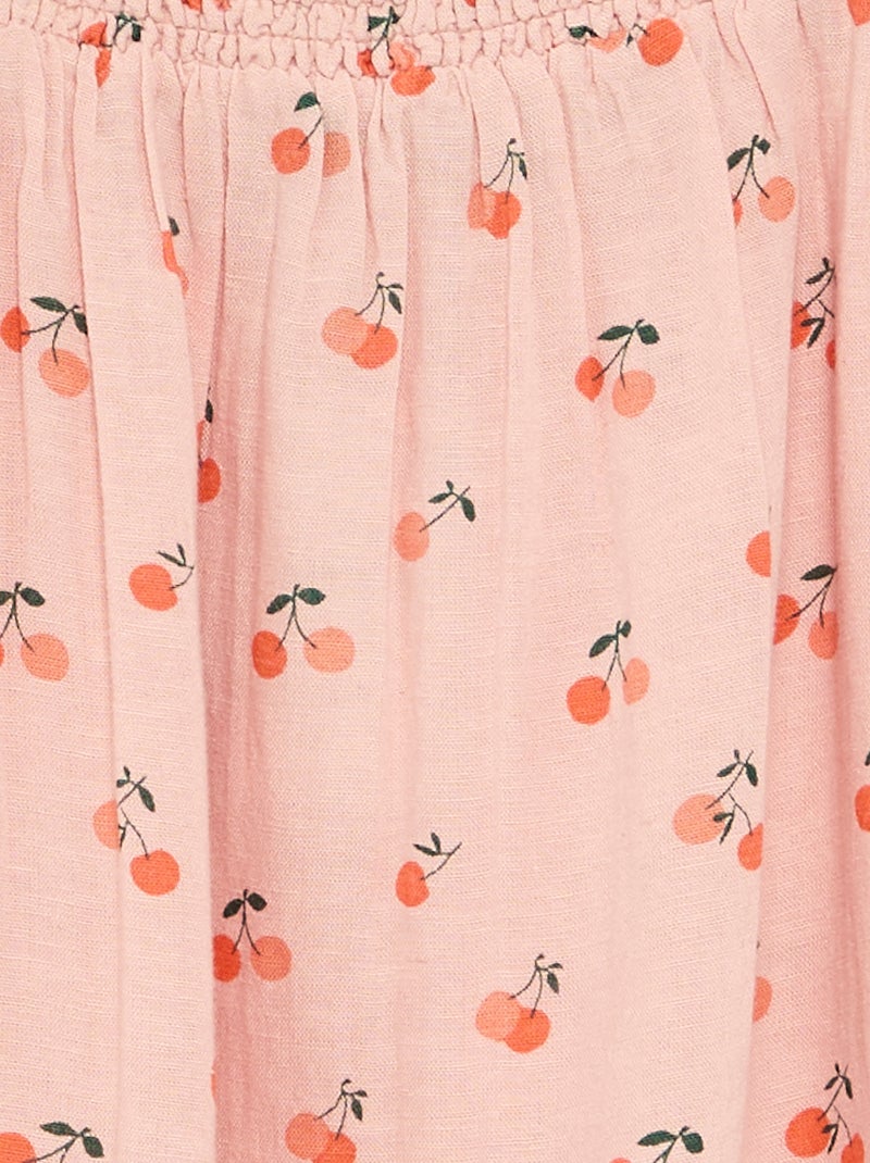 Vestido con estampado integral y tirantes finos Rosa - Kiabi