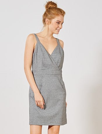 Vestido con estampado pata de gallo - Kiabi