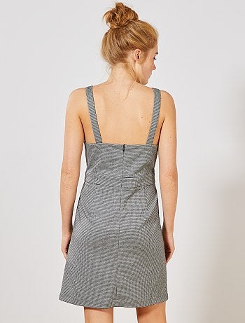 Vestido con estampado pata de gallo - Kiabi