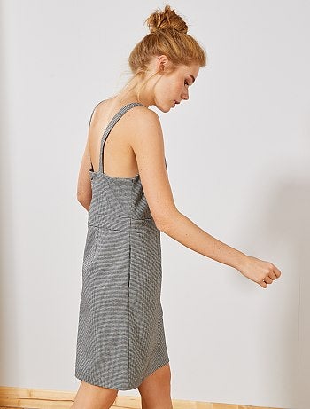 Vestido con estampado pata de gallo - Kiabi