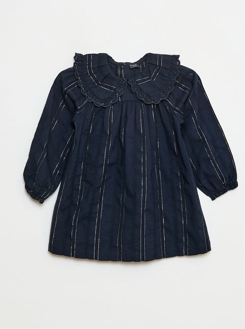 Vestido con hilos brillantes y cuello bordado - Kiabi