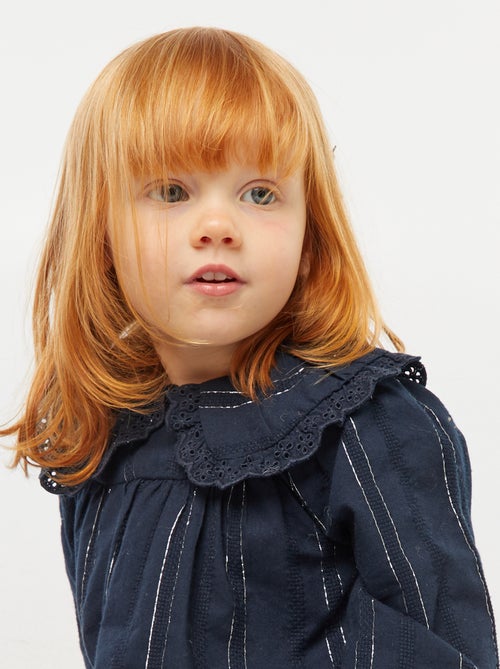 Vestido con hilos brillantes y cuello bordado - Kiabi