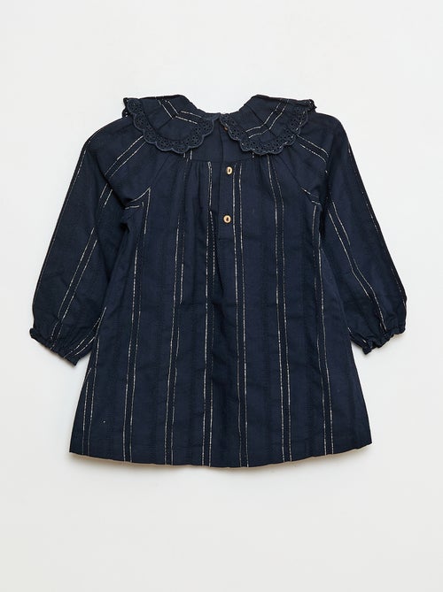 Vestido con hilos brillantes y cuello bordado - Kiabi