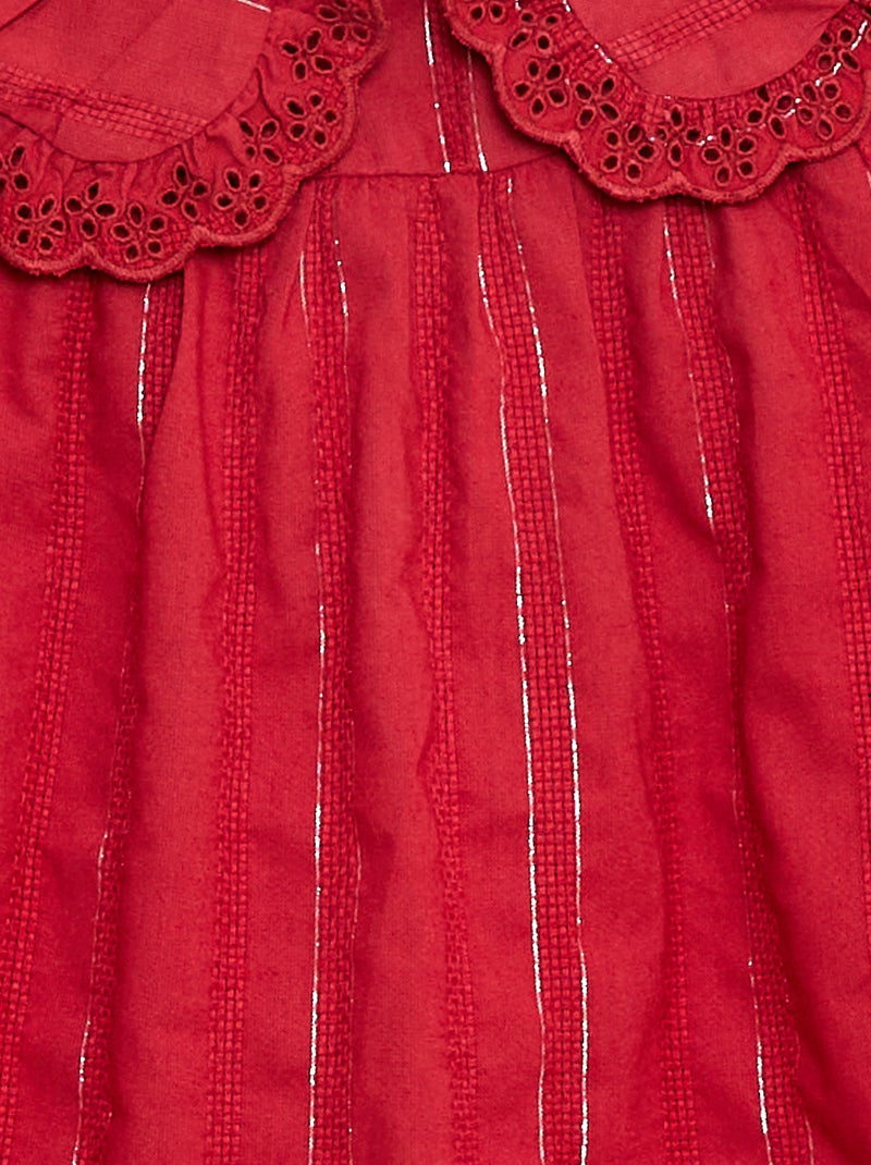 Vestido con hilos brillantes y cuello bordado Rojo - Kiabi