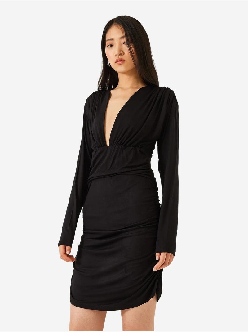 Vestido con laterales fruncidos lucci Negro - Kiabi