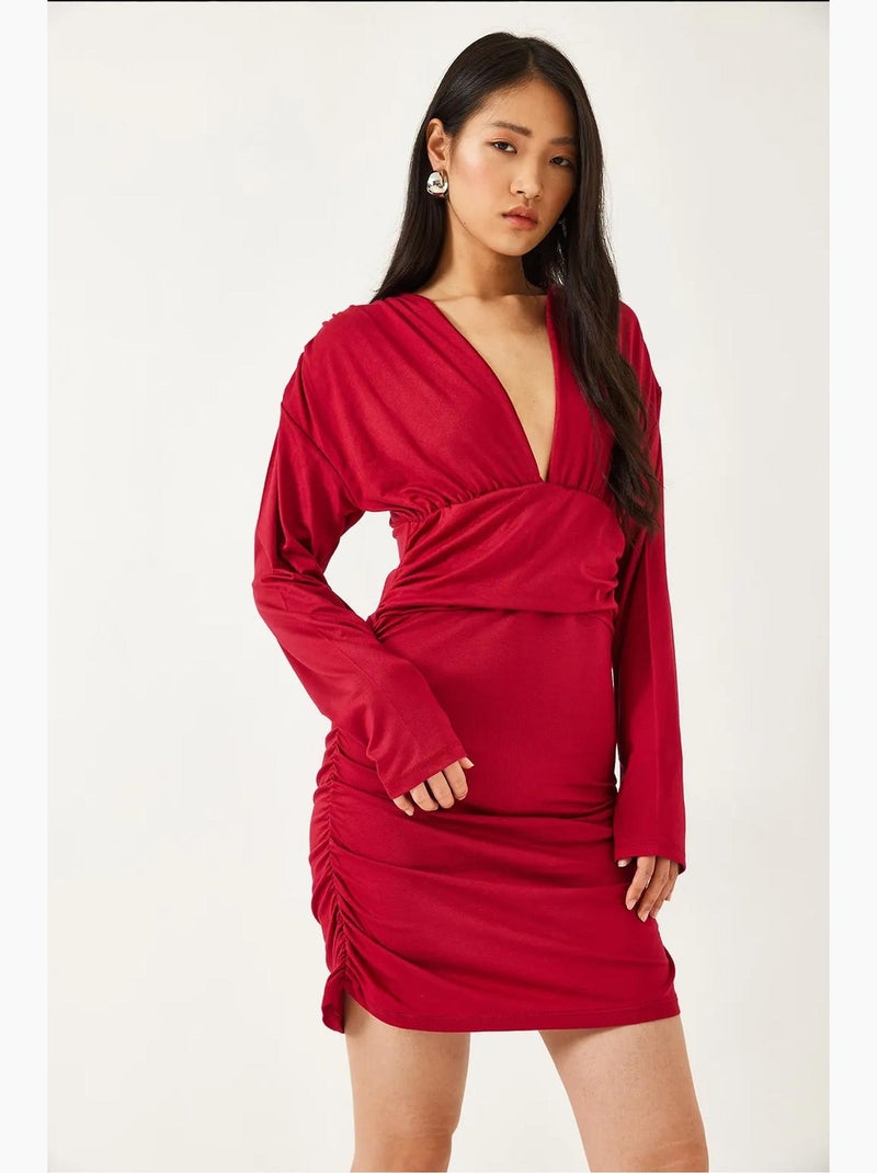 Vestido con laterales fruncidos lucci Rojo cachemira - Kiabi