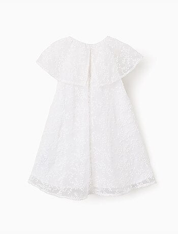 Vestido con Lazo y Mangas Cortas, Blanco