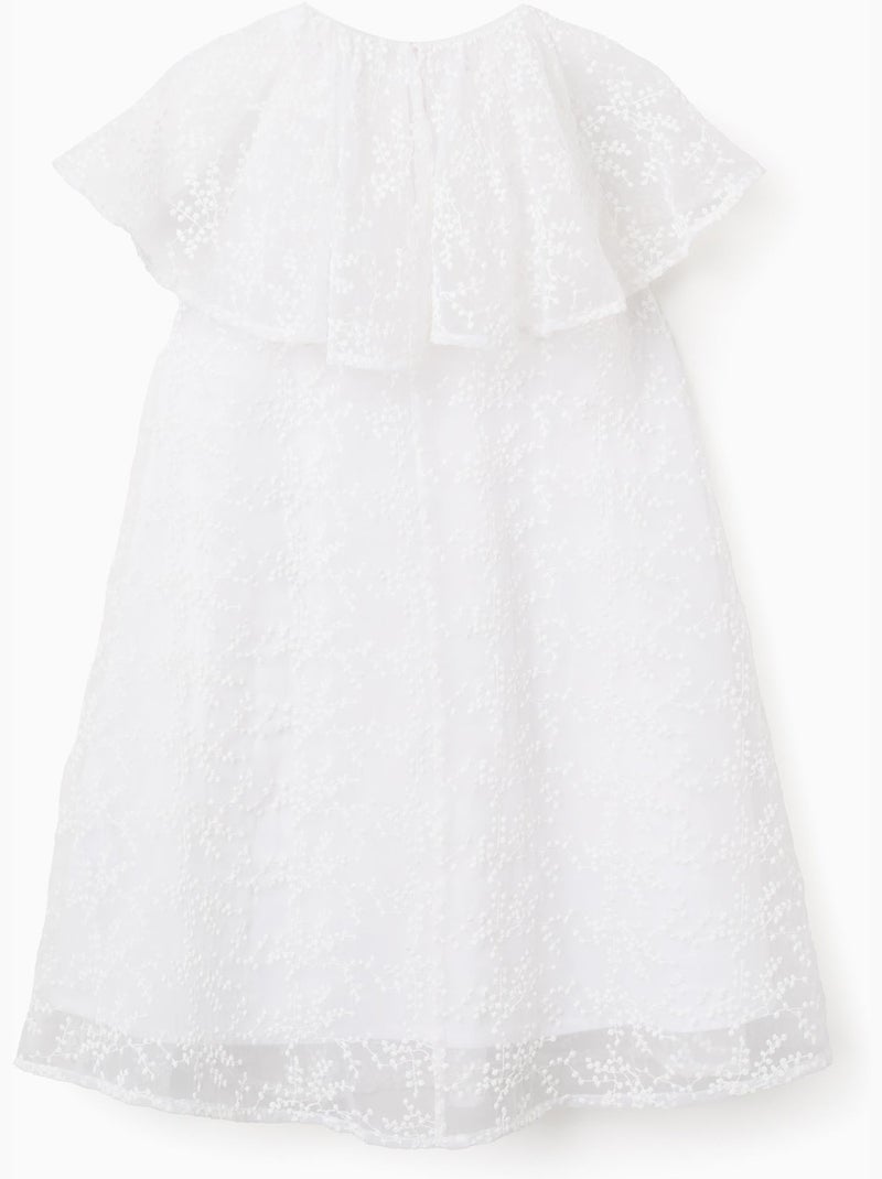 Vestido con lazo y mangas estilo capa Blanco - Kiabi