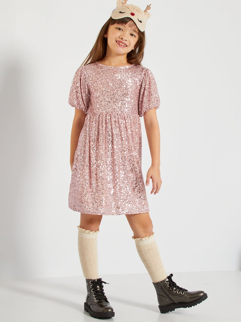 Vestido con lentejuelas ROSA - Kiabi