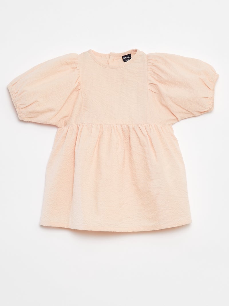 Vestido con manga globo Beige - Kiabi