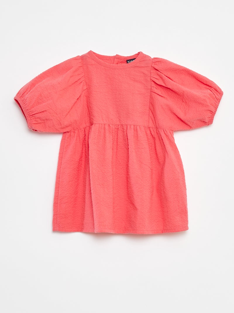 Vestido con manga globo Rojo - Kiabi