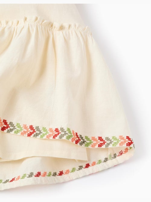 Vestido con mangas abullonadas y bordado - Kiabi