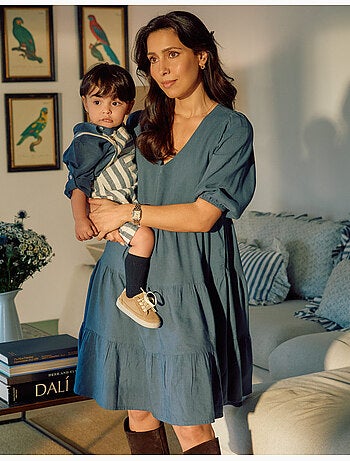 Vestido con mangas abullonadas y recorte You&Me