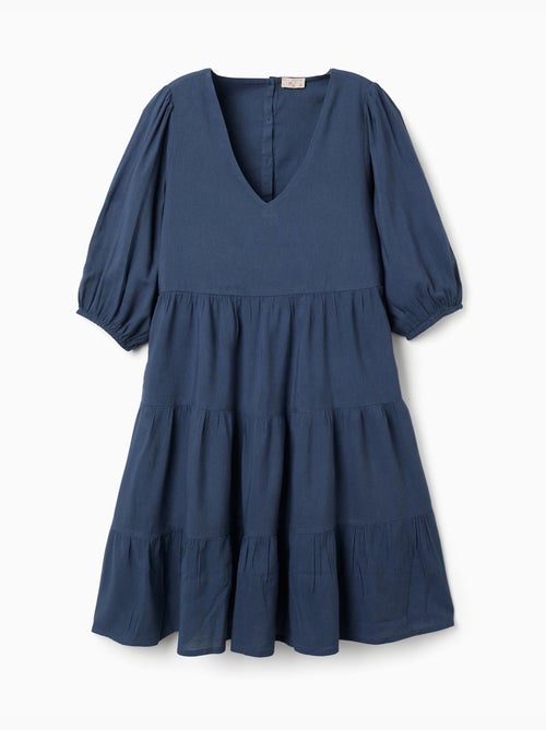 Vestido con mangas abullonadas y recorte You&Me - Kiabi