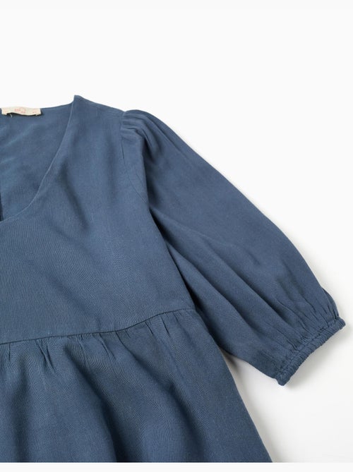Vestido con mangas abullonadas y recorte You&Me - Kiabi