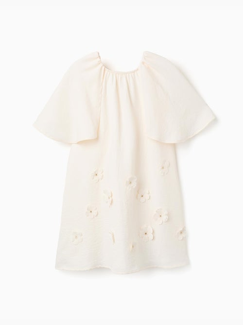 Vestido con mangas tipo capa y aplique floral - Kiabi