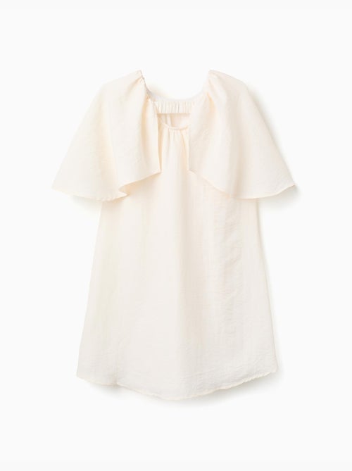 Vestido con mangas tipo capa y aplique floral - Kiabi