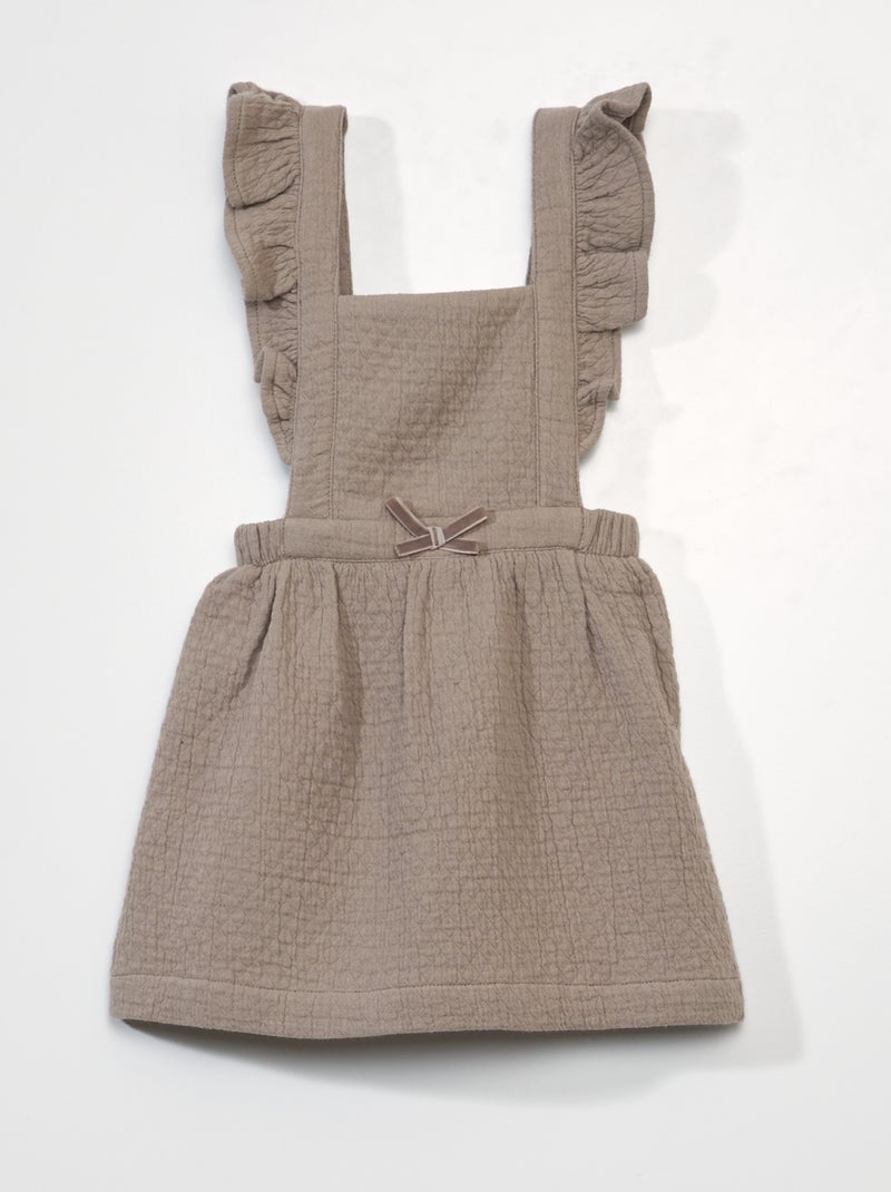 Vestido con tirantes con volantes BEIGE - Kiabi