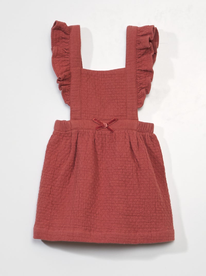 Vestido con tirantes con volantes ROJO - Kiabi