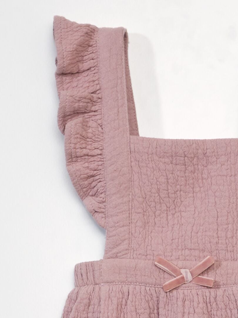 Griselda Sin Tirante Tubo Gasa Vestido Con Volantes Rosa Claro Tallas Grandes