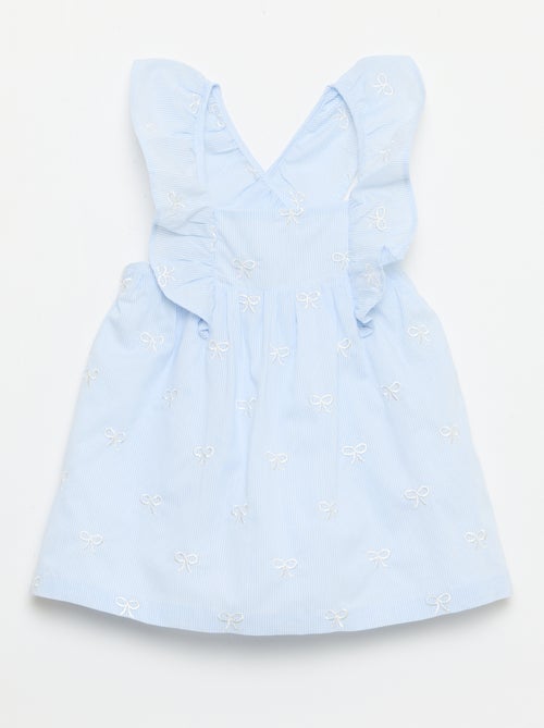 Vestido con tirantes con volantes y bordados - Kiabi