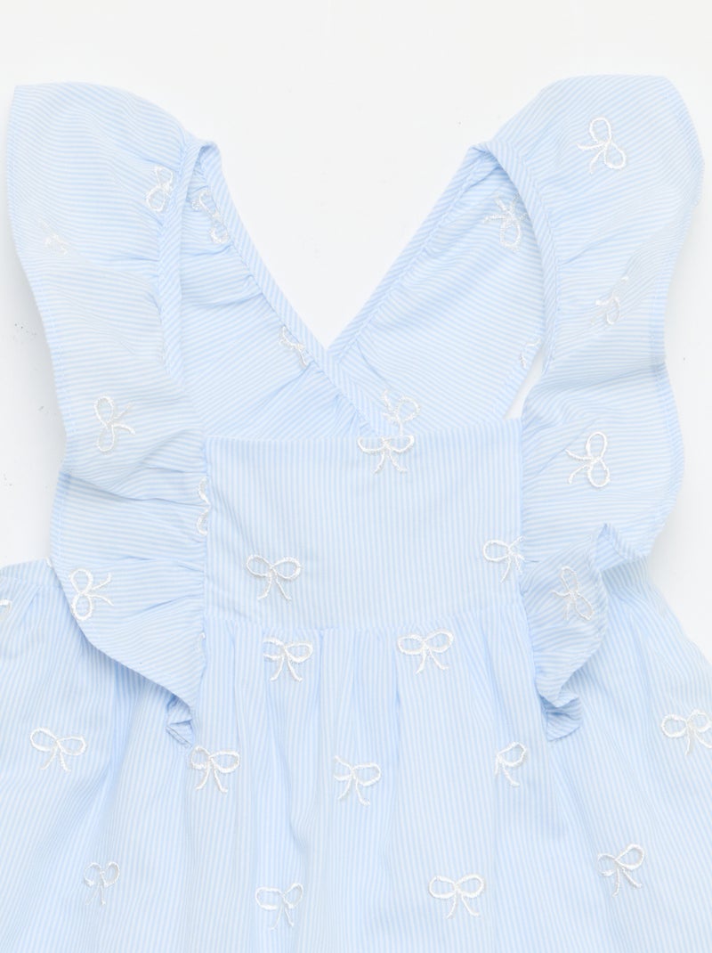 Vestido con tirantes con volantes y bordados Azul - Kiabi