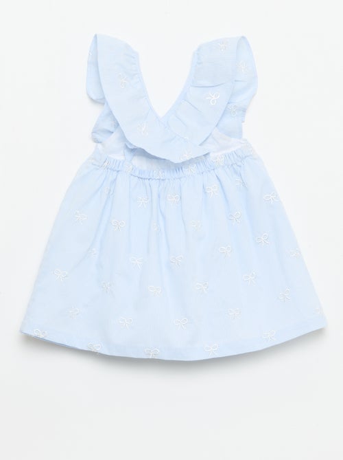 Vestido con tirantes con volantes y bordados - Kiabi